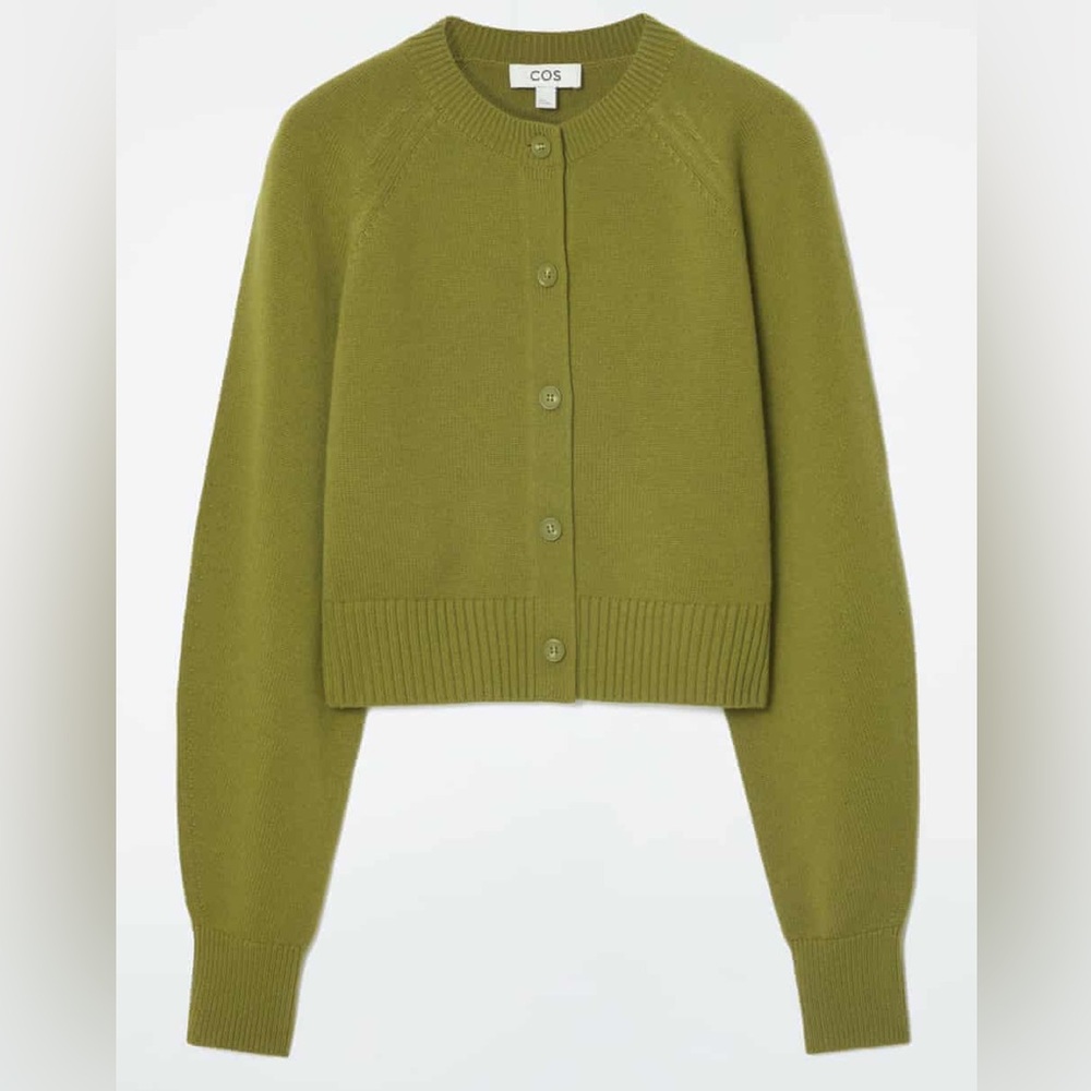 COS Wool Cropped Cardigan Sweater, M